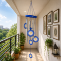 Om Metal Wind Chime with Blue Hanging Charms for Home & Balcony Decor