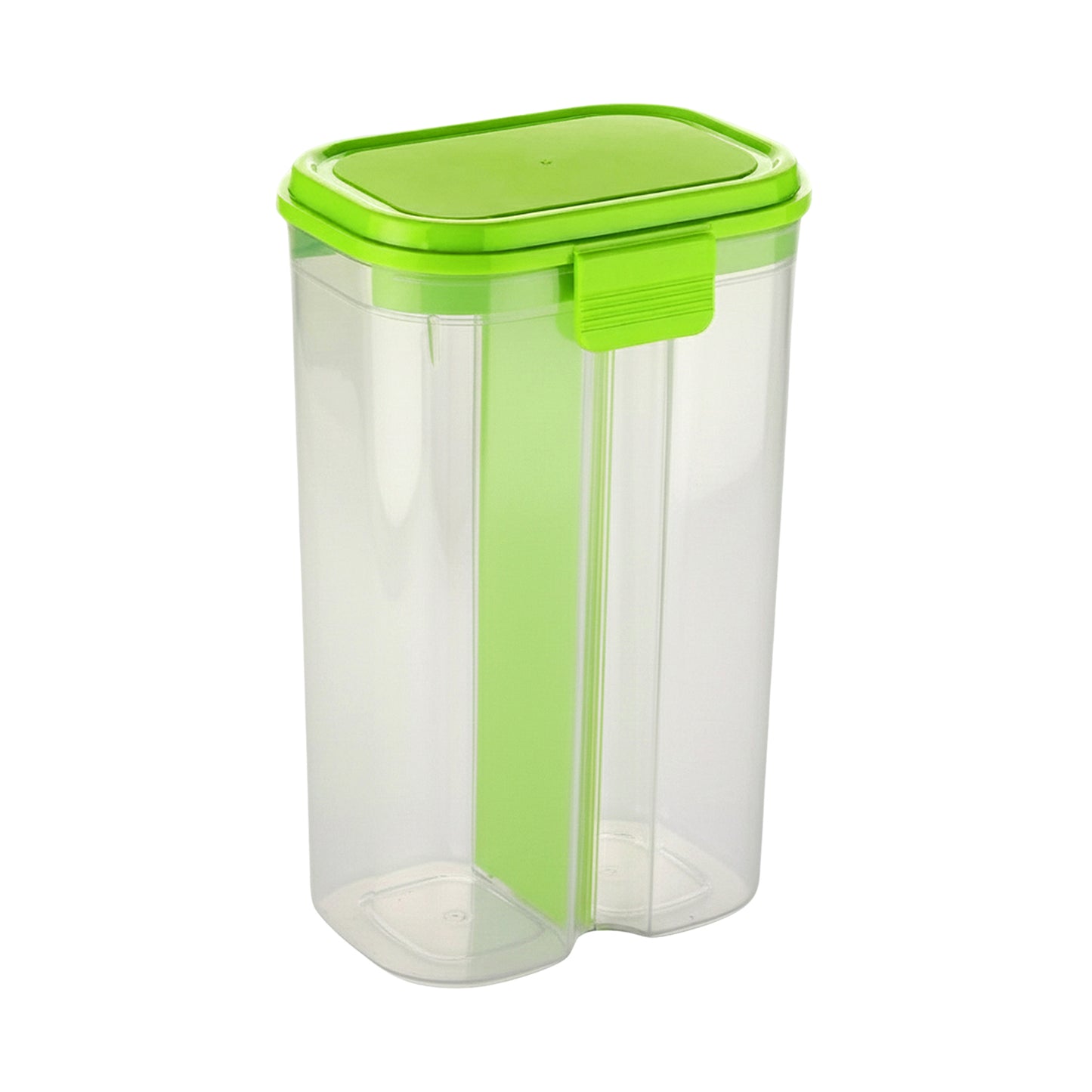 Plastic 2 Sections Air Tight Transparent Food Grain Cereal Storage Container (2 ltr)