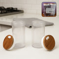 Airtight Kitchen Storage Jar Set – 2 Pc with Wooden Lids