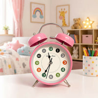 Twin Bell Analog Alarm Clock with Colorful Number Dial (Color may vary, 1 PC)