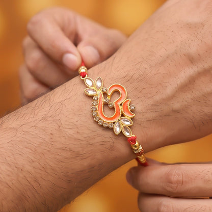 Om Symbol Stone Studded Rakhi for Raksha Bandhan (10pcs)
