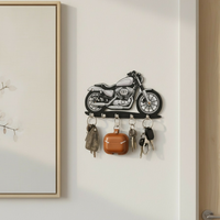 Motorcycle Design Wall Key Holder with 5 Hooks | Decorative Key Stand for Home