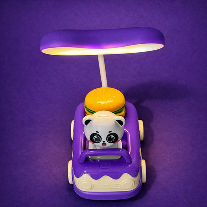 Purple Panda Car LED Desk Lamp with Pen Holder Kids Study Table Lamp