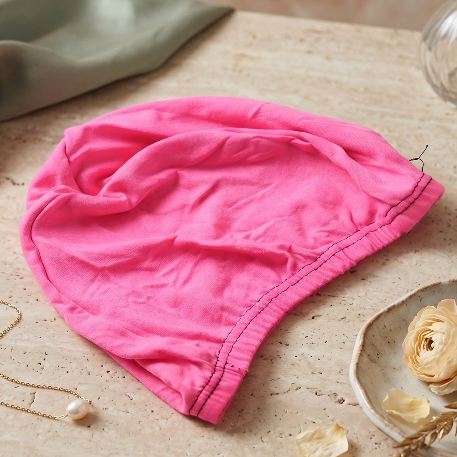 Comfortable pink pool cap