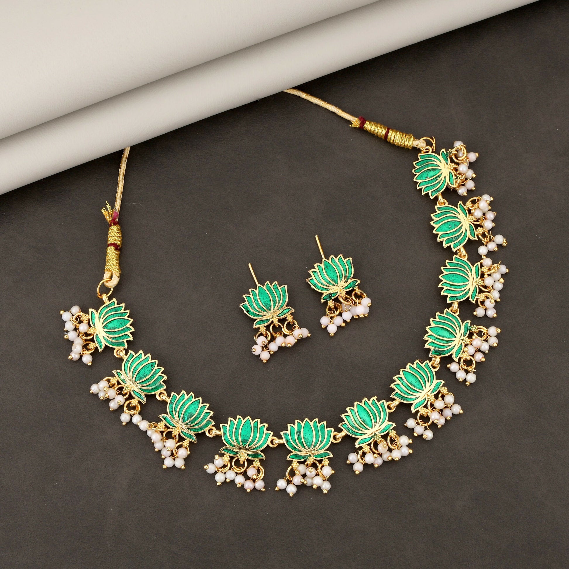 Classic Gold-Toned American Diamond Vine Necklace Set