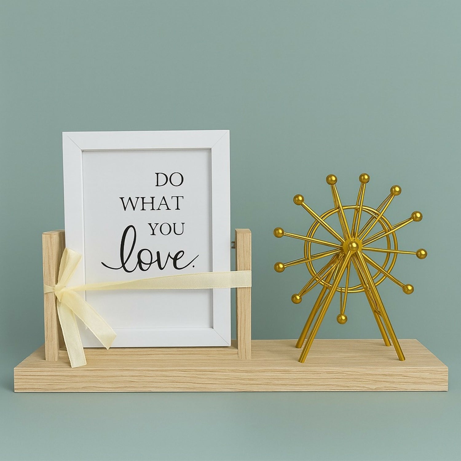 Premium Wooden Base Ferris Wheel Decorative Showpiece with Inspirational “Do What You Love” Photo Frame | Modern Home Decor Table Accent | Gift for Birthday, Anniversary, Housewarming | Living Room, Bedroom, Office Decoration