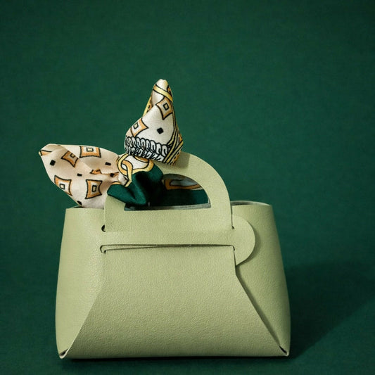 Women’s Light-Green Mini Handbag with Scarf Handle | Casual & Gift Purse