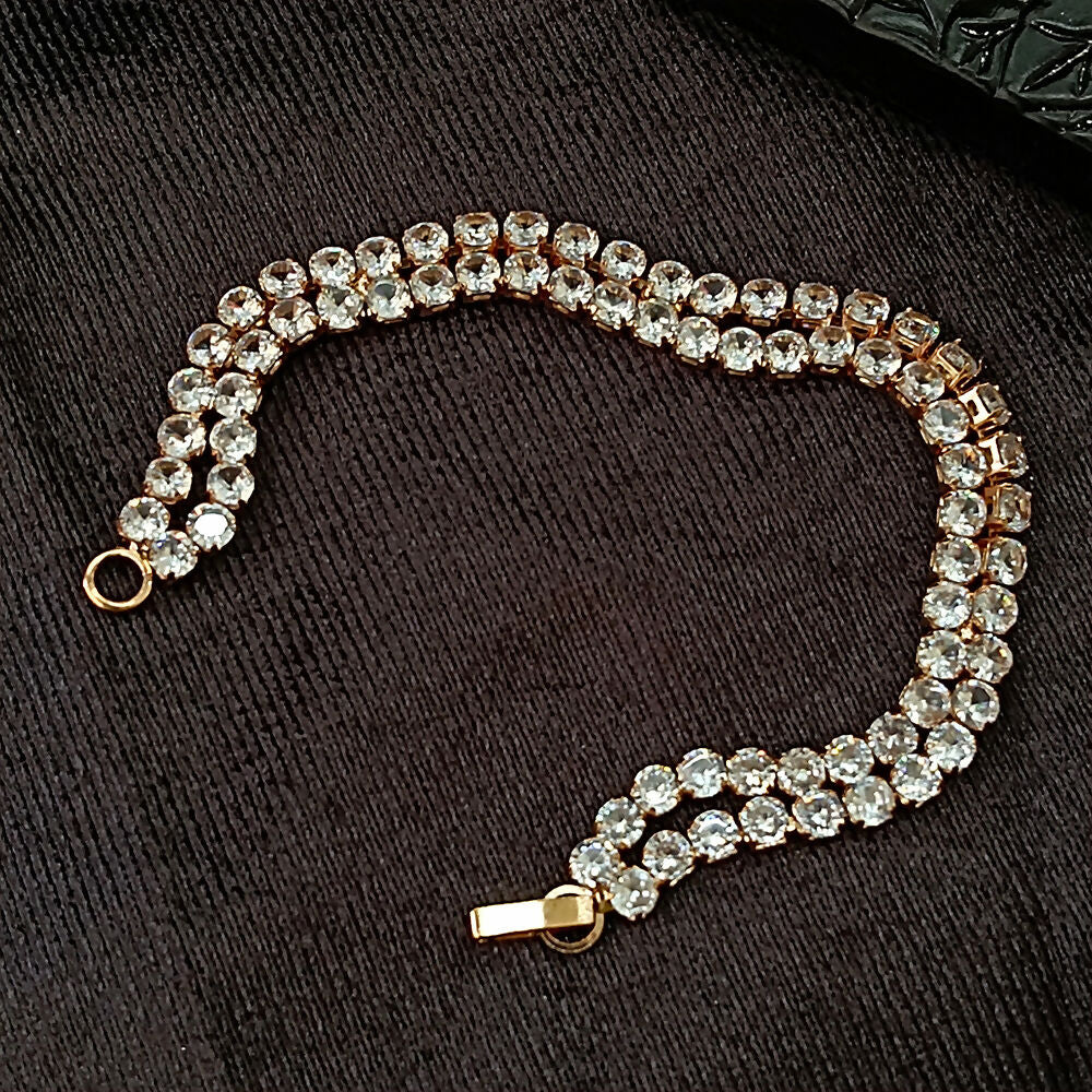 Rose Gold Plated Ad Stone Double Line Bracelet