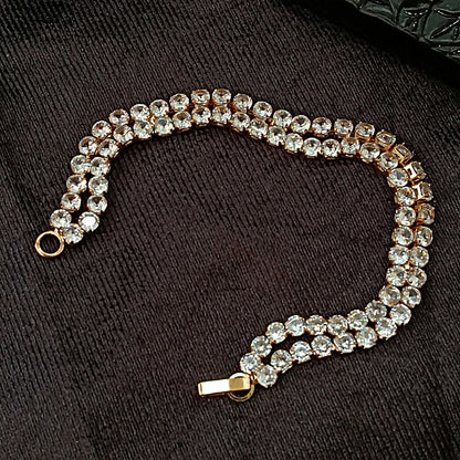 Rose Gold Plated Ad Stone Double Line Bracelet