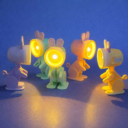 Bright LED light of bunny mini flashlight in use
