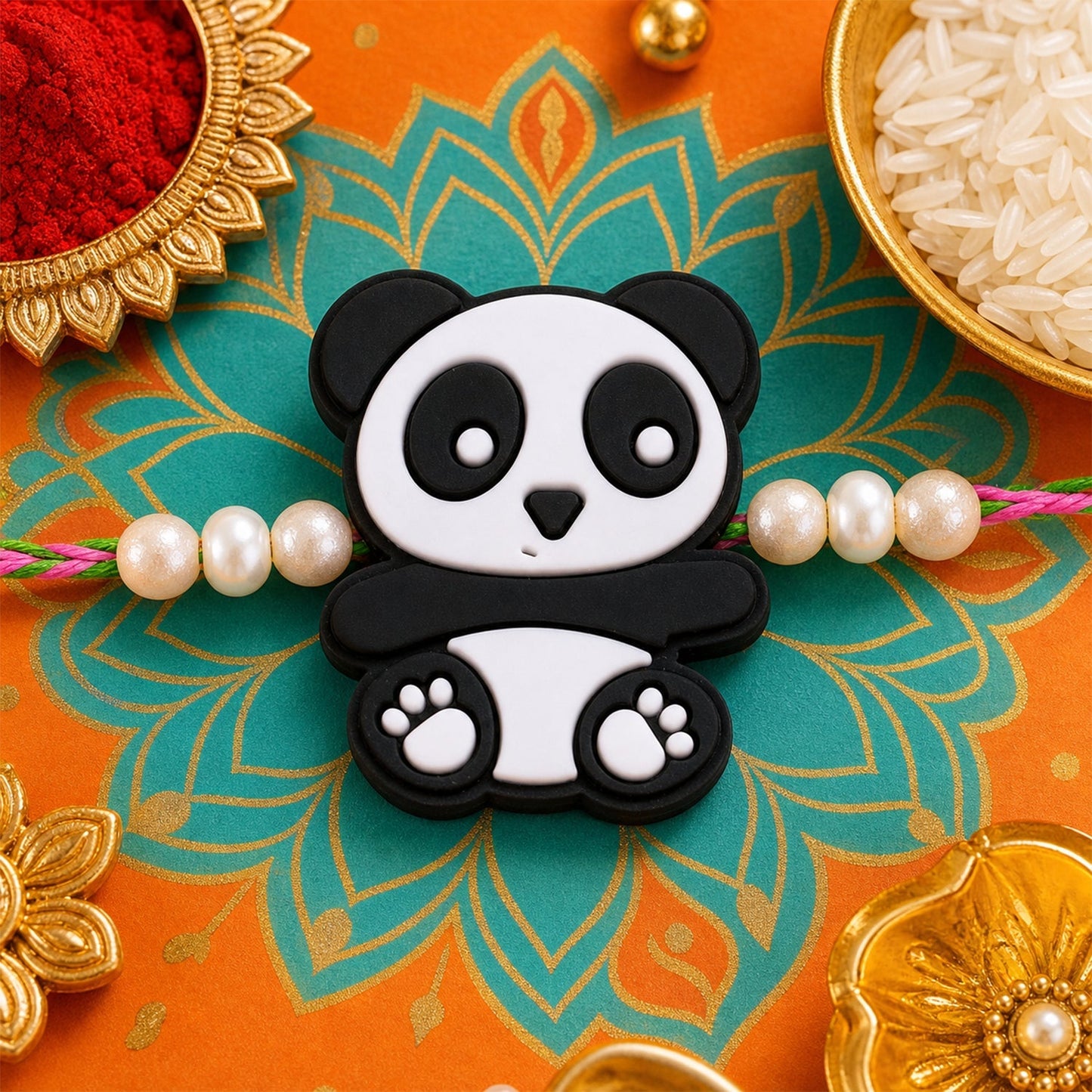 Panda Character Kids Rakhi Pearl Beaded Designer Rakhi (10pcs)