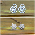 Cubic Zirconia Stud Earrings Set – Silver-Plated 2 Elegant Pairs