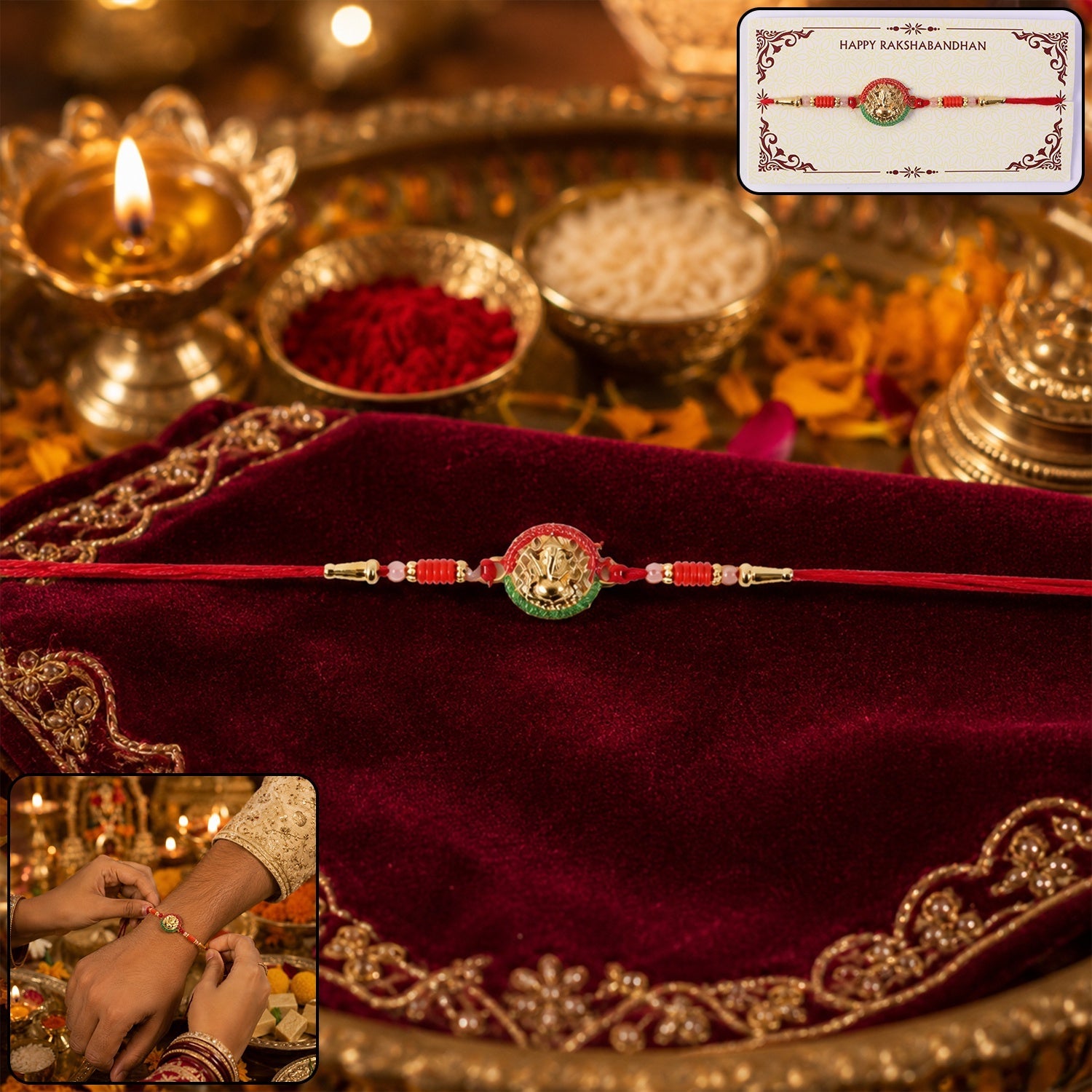 Mini Lord Ganesha Rakhi Elegant Traditional Festive Accessory (5pcs)