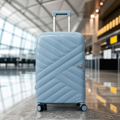 Sky Blue Lightweight Trolley Suitcase with 360° Spinner Wheels & Secure Travel Lock
