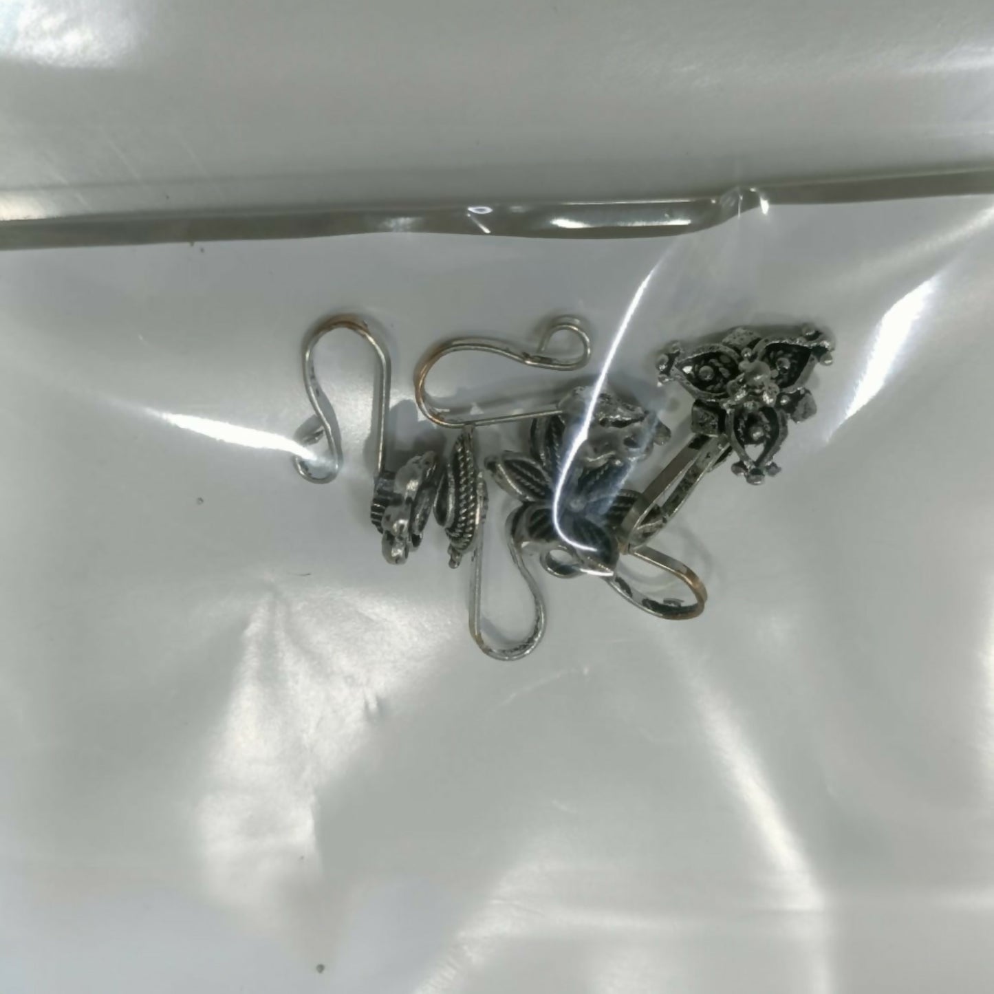 Oxidized Silver Traditional Floral Nose Pins Combo for Women & Girls (Pack of 5)