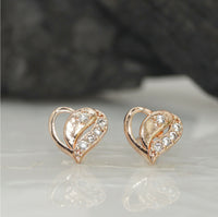 ose Gold Plated Heart & Diamond Stud Earrings for women and girls