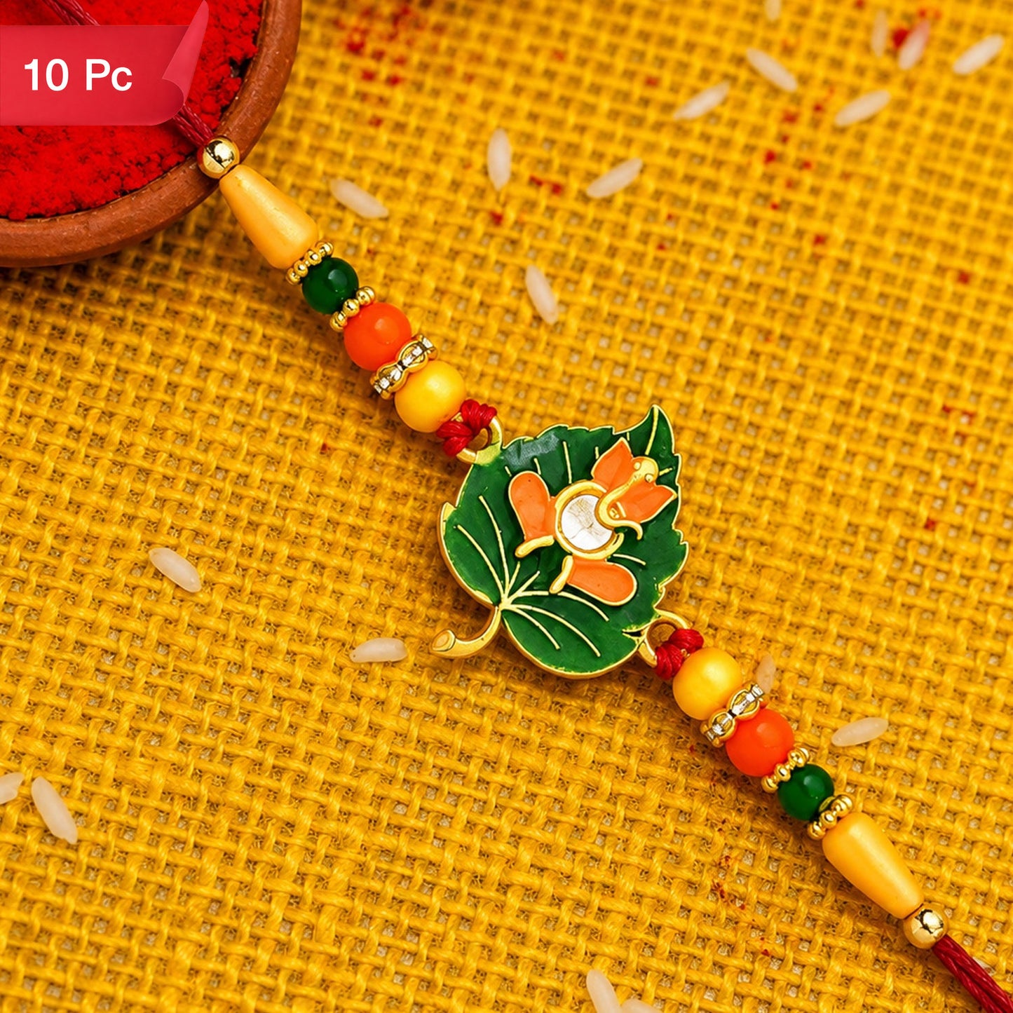 Rakshabandhan Leaf Design ganesh jiRakhi Symbol of Love & Protection (10pcs)