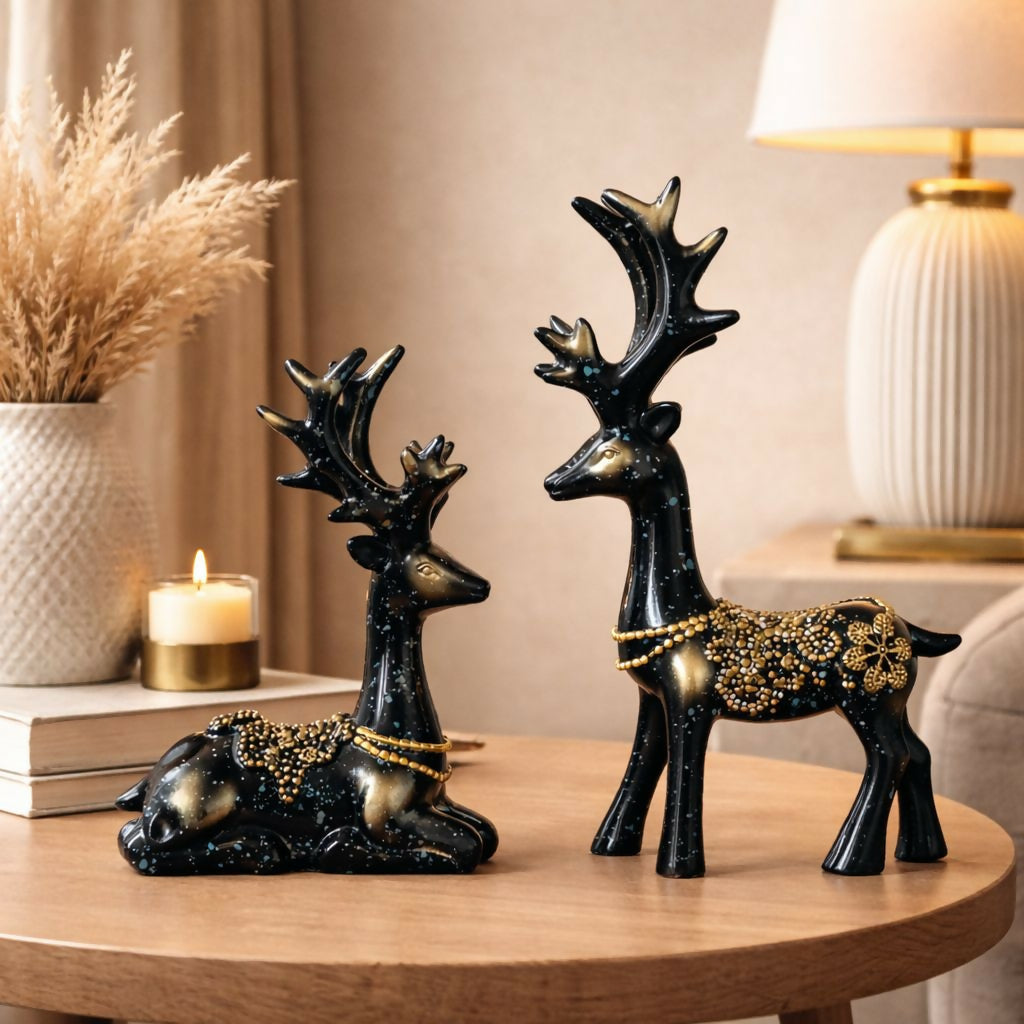 Decorative Deer Showpiece Set for Home, Table & Living Room Decor