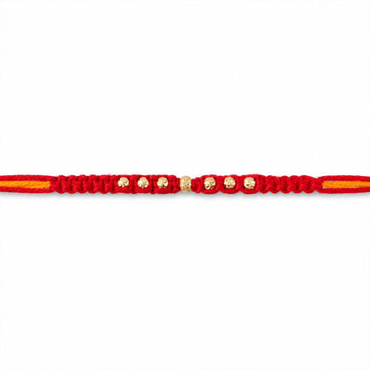 Minimal Red Stone Rakhi with Simple Beauty, Fine Beads and Festive Thread Detail