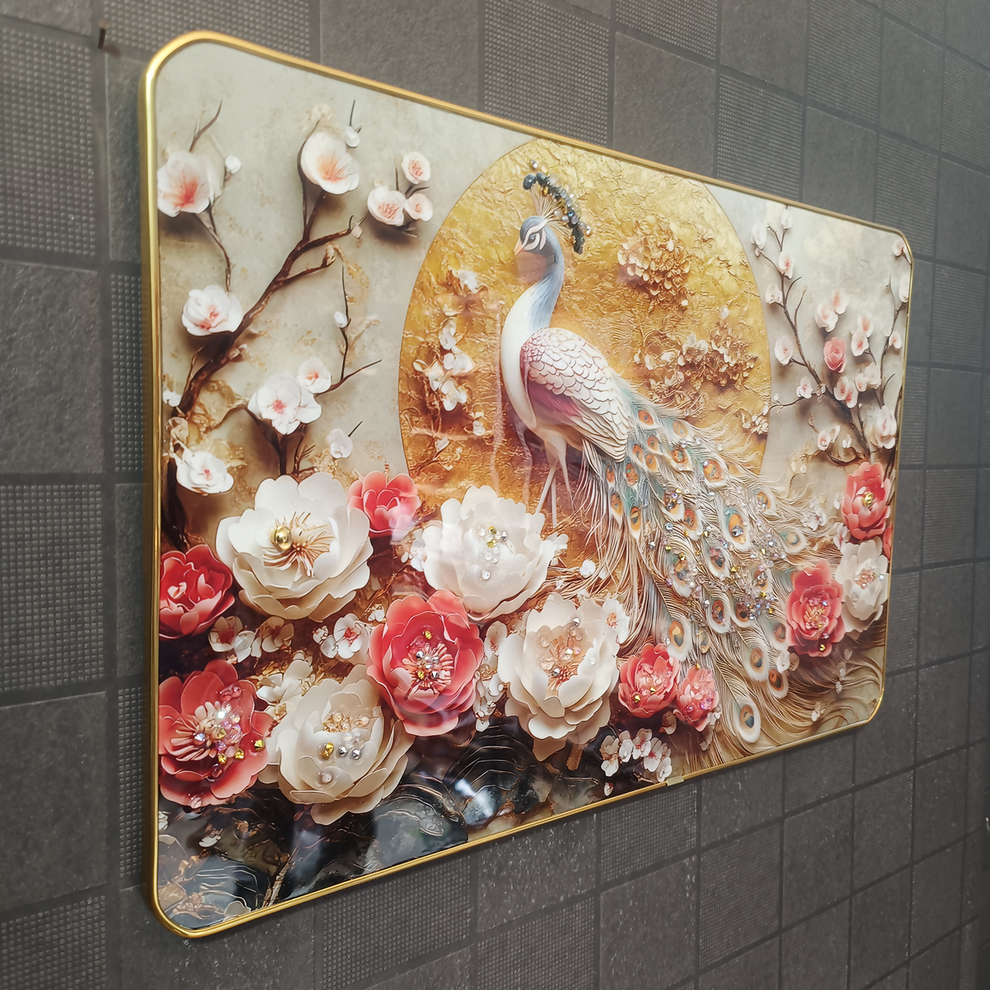 Luxury Peacock Wall Art Frame | Luxury Golden Frame Home Decor