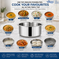 Vikas Triply Stainless Steel Cookware – Versatile Cooking for Every Meal
