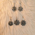 Oxidized Silver Flower Nose Pins – Set of 5 for Women