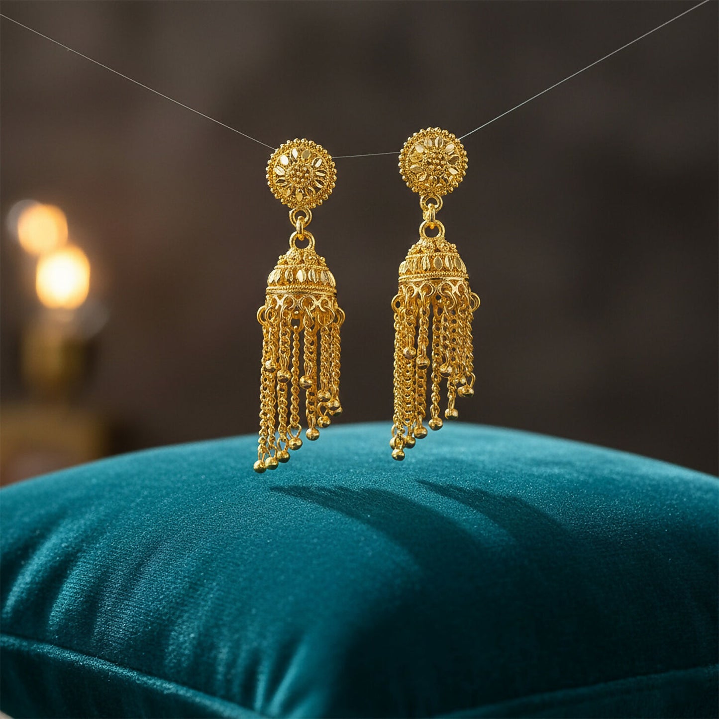 Elegant Traditional Gold Tone Jhumka Earrings for Women Ethnic Party Wear Drop Earrings