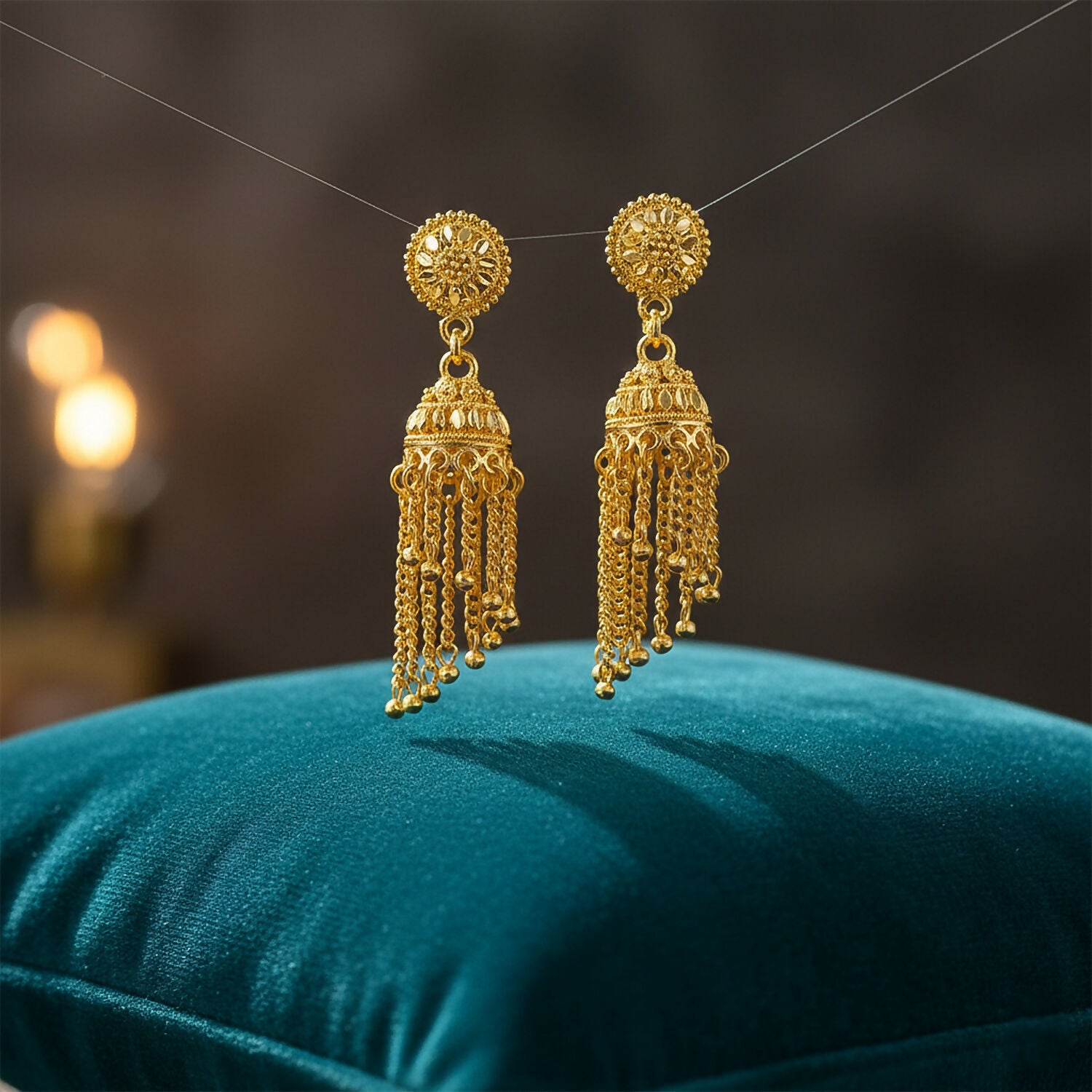 Elegant Traditional Gold Tone Jhumka Earrings for Women Ethnic Party Wear Drop Earrings