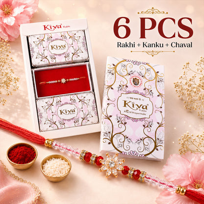 Sparkling AD Sunflower Star Designer Rakhi for Brother, Crystal Beads