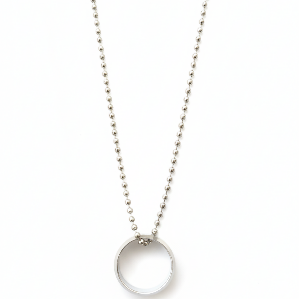 Elegant Small Silver Round Shape Pendant Necklace for Men
