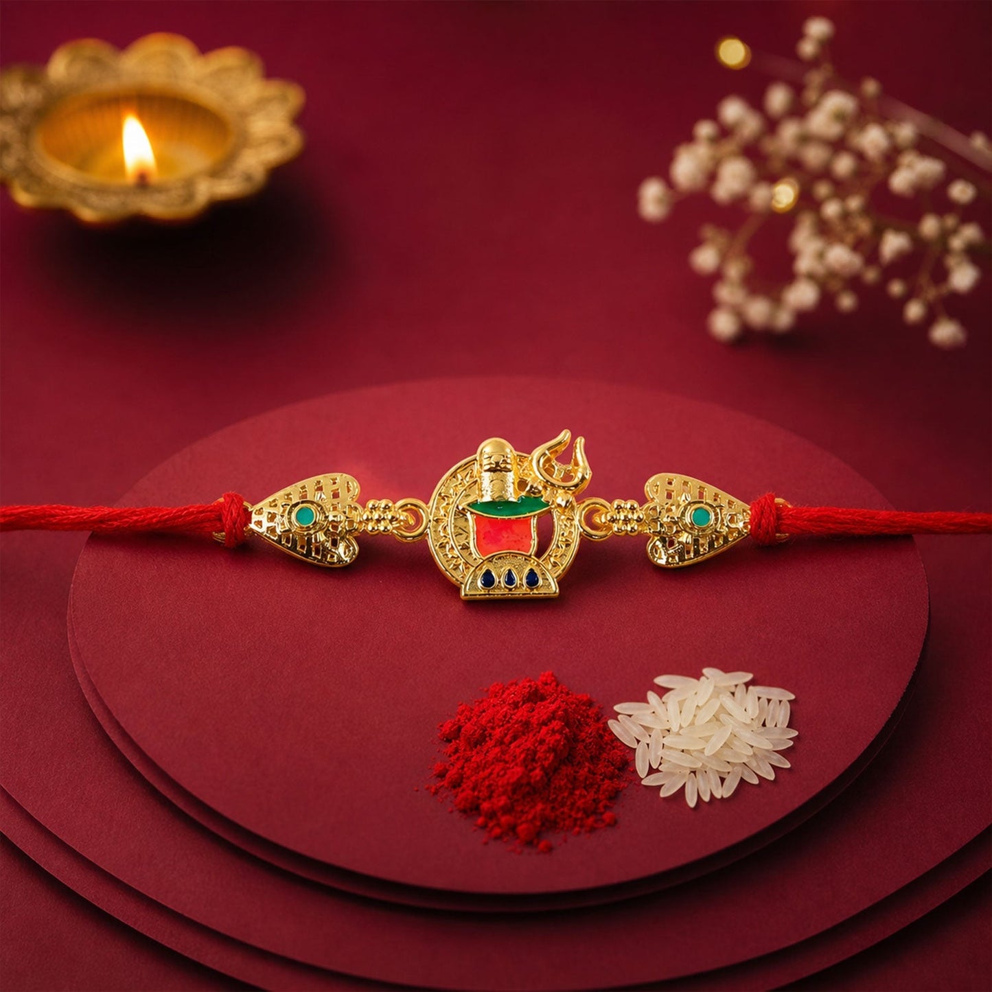 Shivling Designer Rakhi with Butterscotch Chocolates, Pack of 3