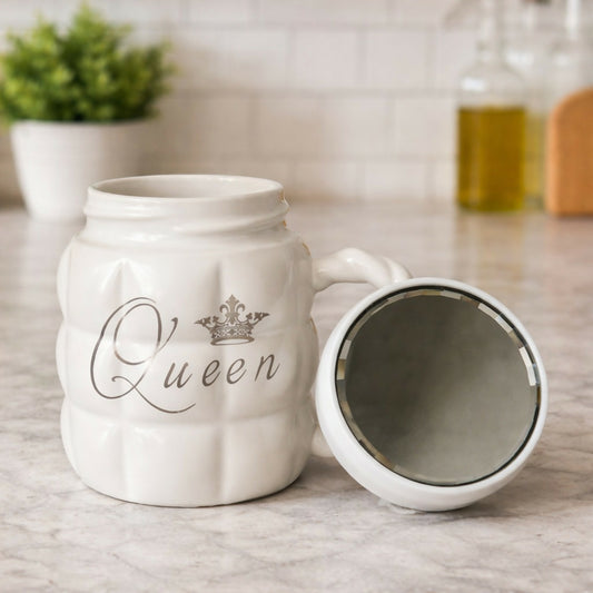Queen Printed Ceramic Mug with Mirror Base Coffee Cup