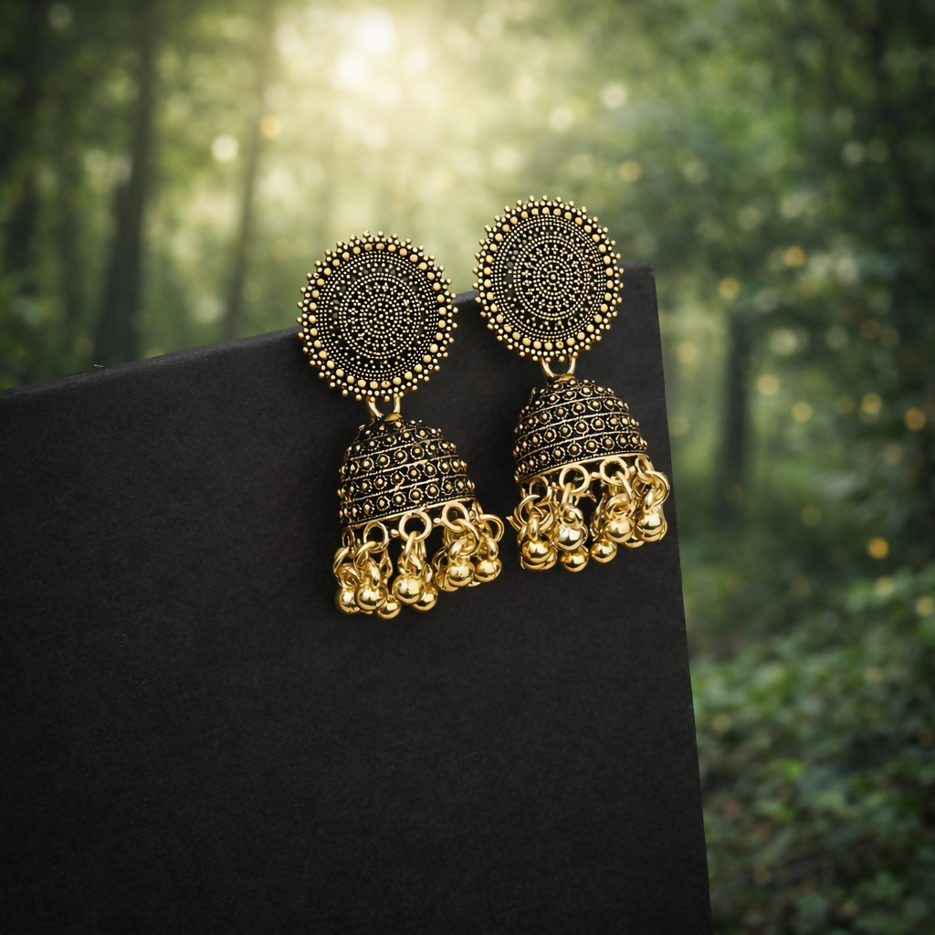 Traditional Gold Finish Jhumka Earrings