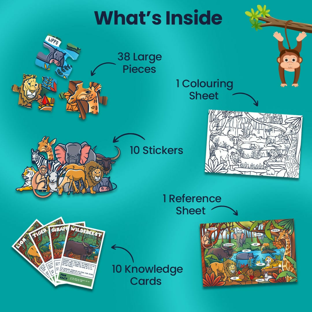 JUNGLE MYSTERY PUZZLE - AGE 3+ (38 PUZZLE PIECES) MDF PUZZLE SERIES