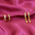 Gold Plated AD Crystal Huggie Hoop Earrings & Nose Ring Set Combo Pack of 4