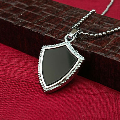 Black Enamel Chain Pendant For Men