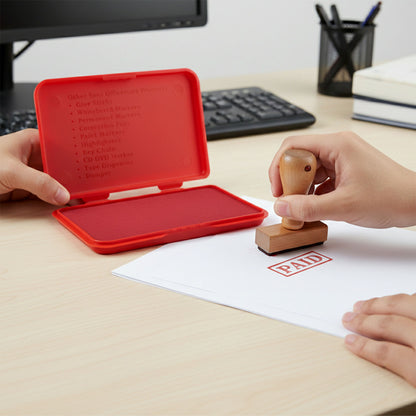 Officemate Small Stamp Pad Feather Touch Red Ink Long-Life Micro Cellular Foam (88cm x54cm)