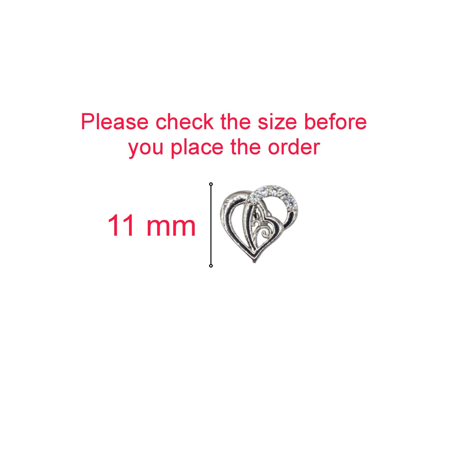 Silver-Plated Heart Stud Earrings with AD for women and girls