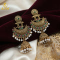 Chandbali Jhumka Earrings – Premium Antique Gold Design