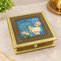 Gold Finish Kamdhenu Dry Fruit Box for Festive Gifting and Elegant Home Storage Use