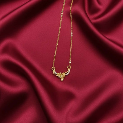 Gold-Plated Floral Pendant Necklace with AD For women and girls