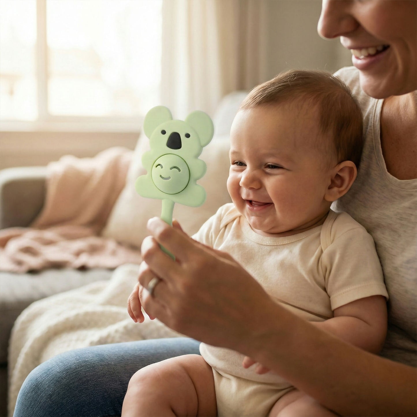 Koala Baby Rattle Toy for Newborns with Gentle Sound and Easy-to-Hold Comfort Grip