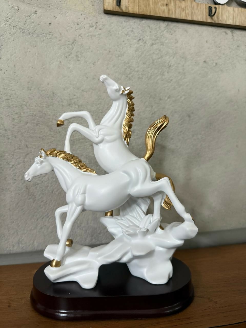 Running Horse Showpiece with Gold Accents for Home, Office & Living Room Decor