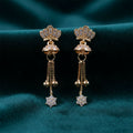 Crown Design Gold Finish Drop Earrings with Crystal Tassel