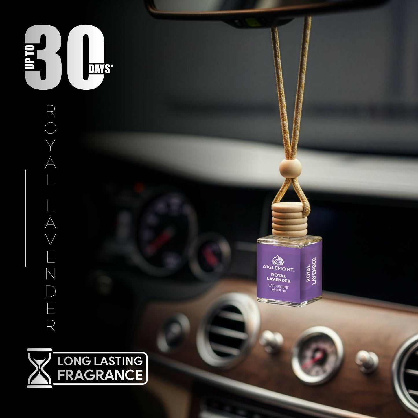 Royal Lavender Car Perfume Hanging Pod Long Lasting Air Freshener Premium (10ml)