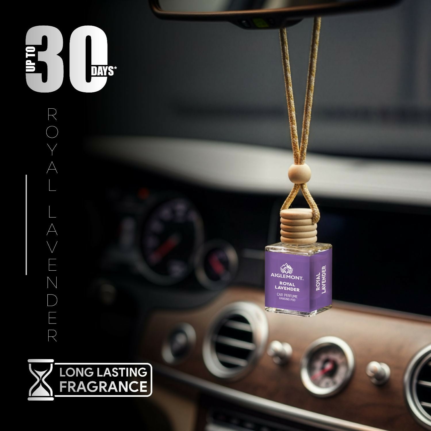 Royal Lavender Car Perfume Hanging Pod Long Lasting Air Freshener Premium (10ml)