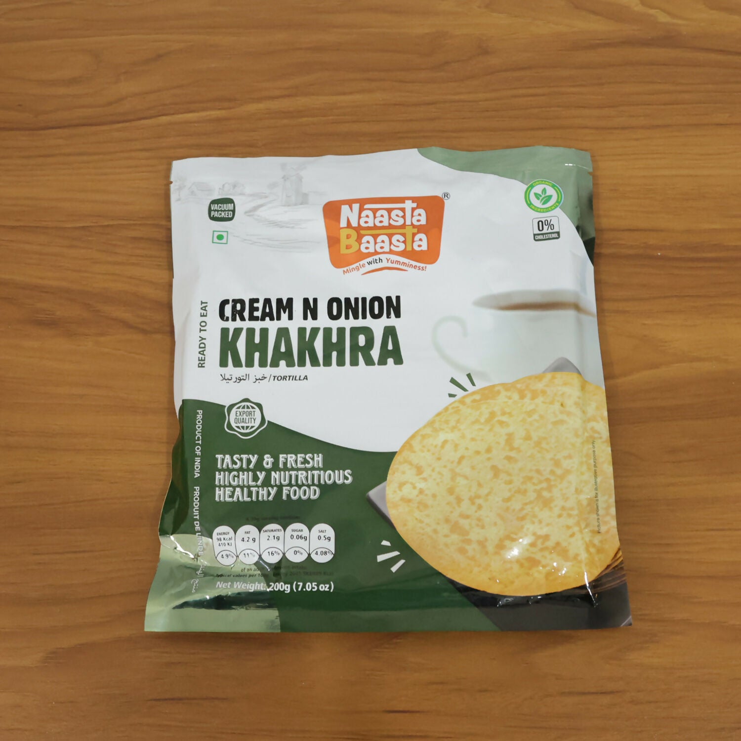 Naasta Baasta Cream N Onion Khakhra Ready to Eat Crispy & Nutritious Snack (200gm)