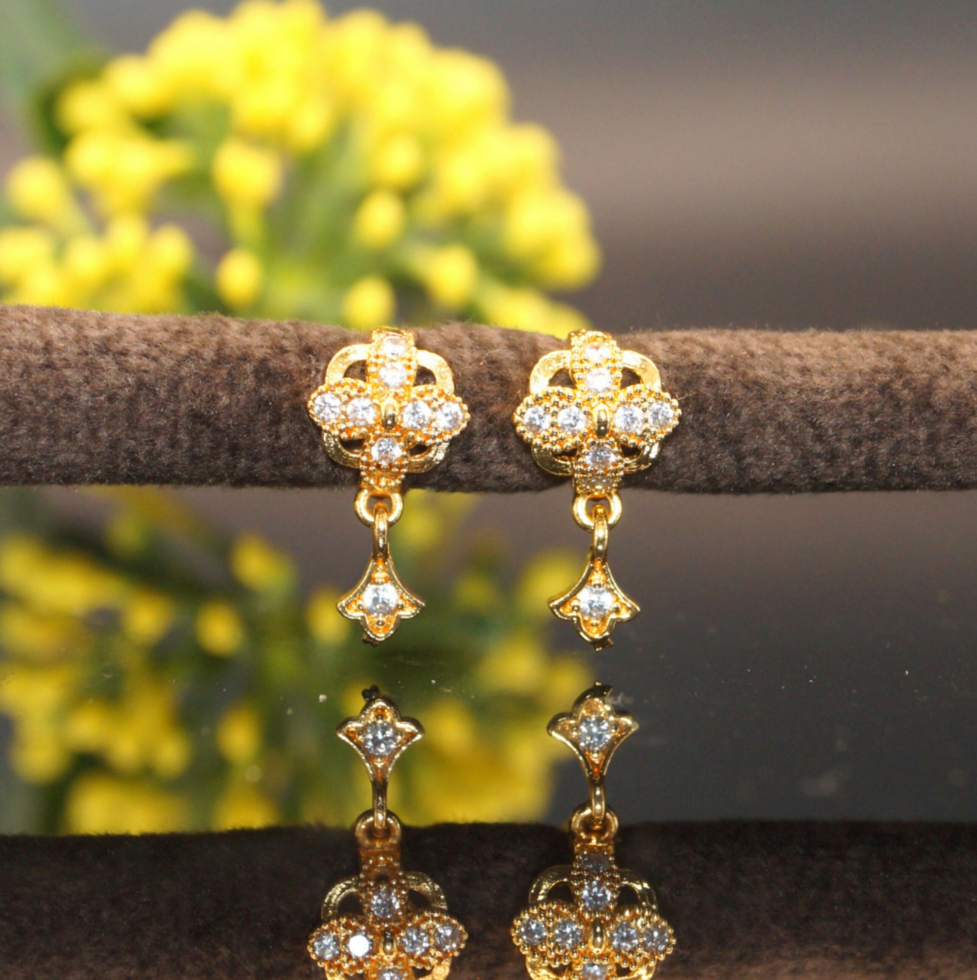 Gold Plated AD Bali Peacock Swan Dangle Huggie Hoop Earrings Bali kan ki Combo Pack of 2