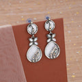 Oxidised Silver White Stone Drop Jhumka Earrings – Elegant Ethnic Wear