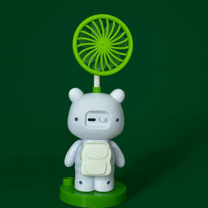 Panda Desk Fan with Pen Holder, Sharpener & Mobile Stand